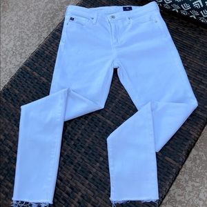 AG Stevie Slim Straight Ankle White Jean